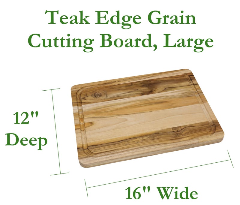 Lipper International Teak Wood Edge Grain Kitchen Cutting and Serving Board, Large, 16" x 12" x 3/4" - Image 2